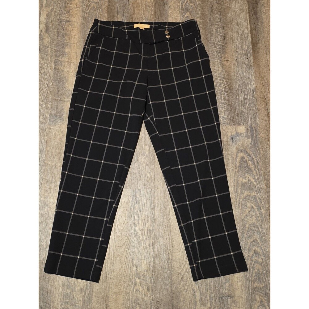 Hope & Harlow Pants Woman's Size Medium Stretch Black Pull On Plaid Comfort